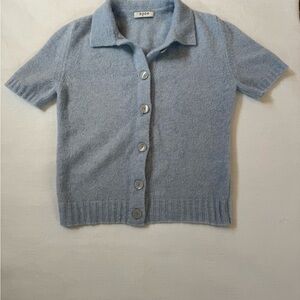 Ice blue Button-Up Short sleeve Sweater